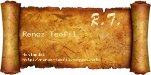 Rencz Teofil névjegykártya